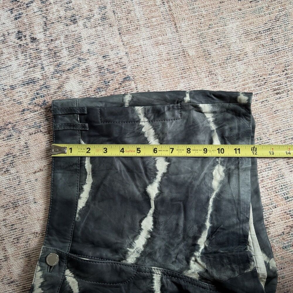 Tory Burch Shorts Size 12 Leather Tie Dye Justine Grey White Lined Women - Picture 8 of 16